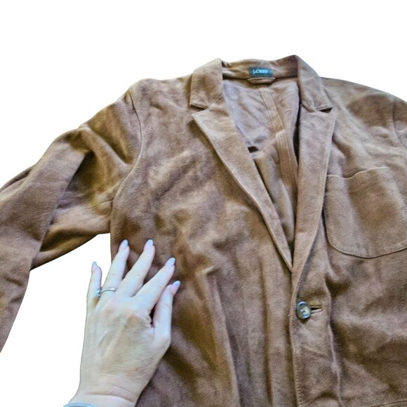 J. Crew Mens Brown Suede Blazer Coat Pockets Two-Button Lined Jacket L - Picture 4 of 16